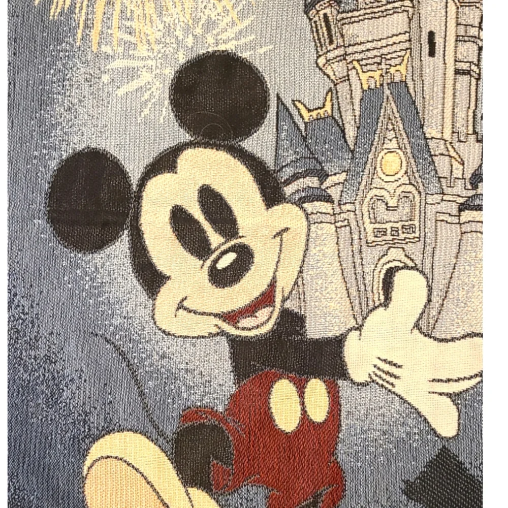 Walt Disney World Magic Kingdom Mickey Mouse Throw Blanket 60x42 Woven Tapestry